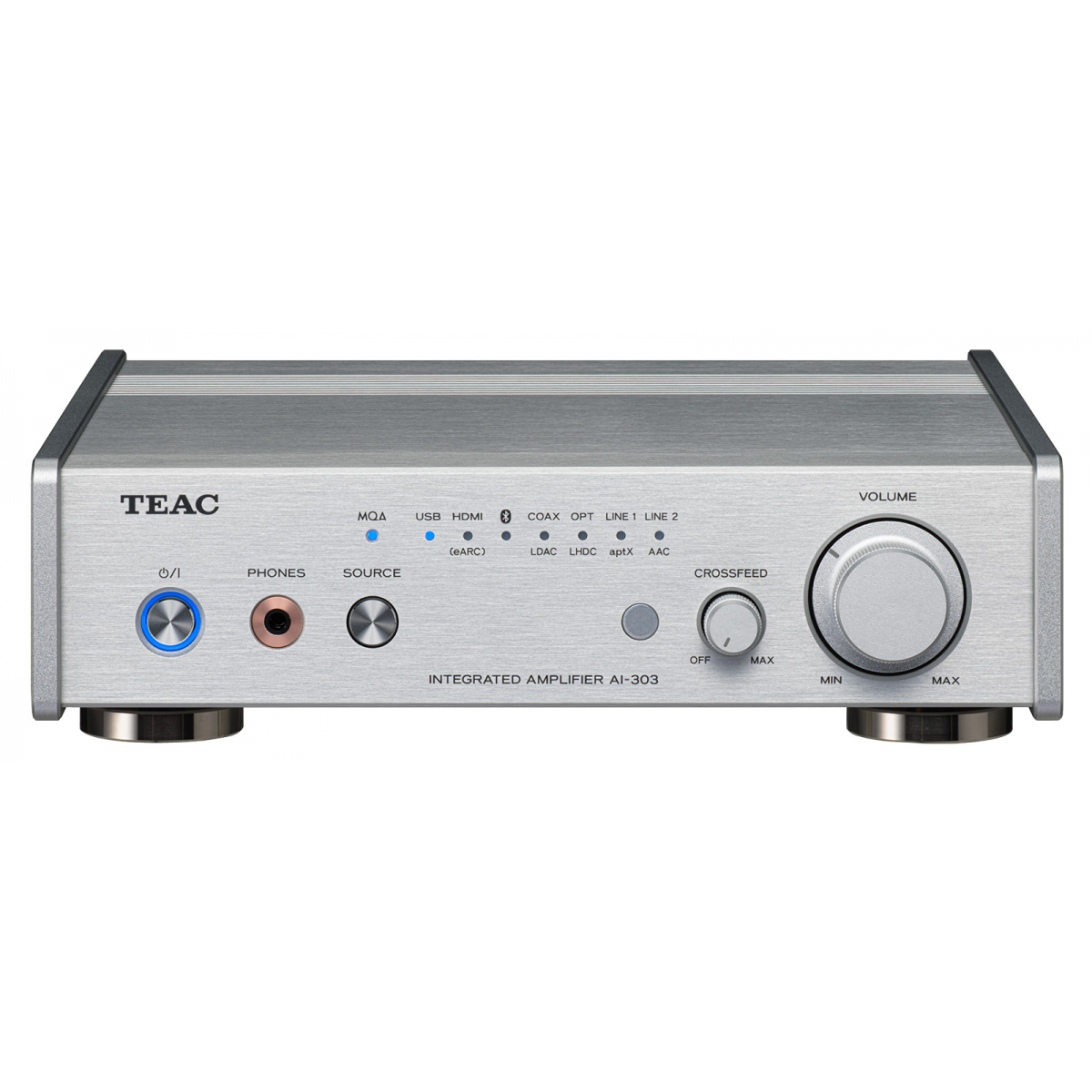 Teac AI-303 USB DAC 擴音機（銀色）: HDMI ARC/eARC、MQA全解碼、高解析度音源